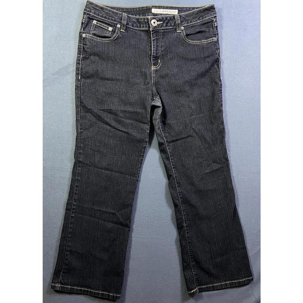 DKNY Soho Jeans 16 S/C Black Jeans Women's Stretch Denim Flare Leg Jeans 36x30